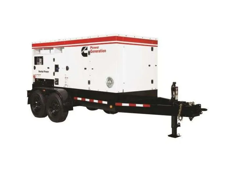 Cummins Power Generation mobile diesel generator mounted on a tandem-axle DOT trailer
